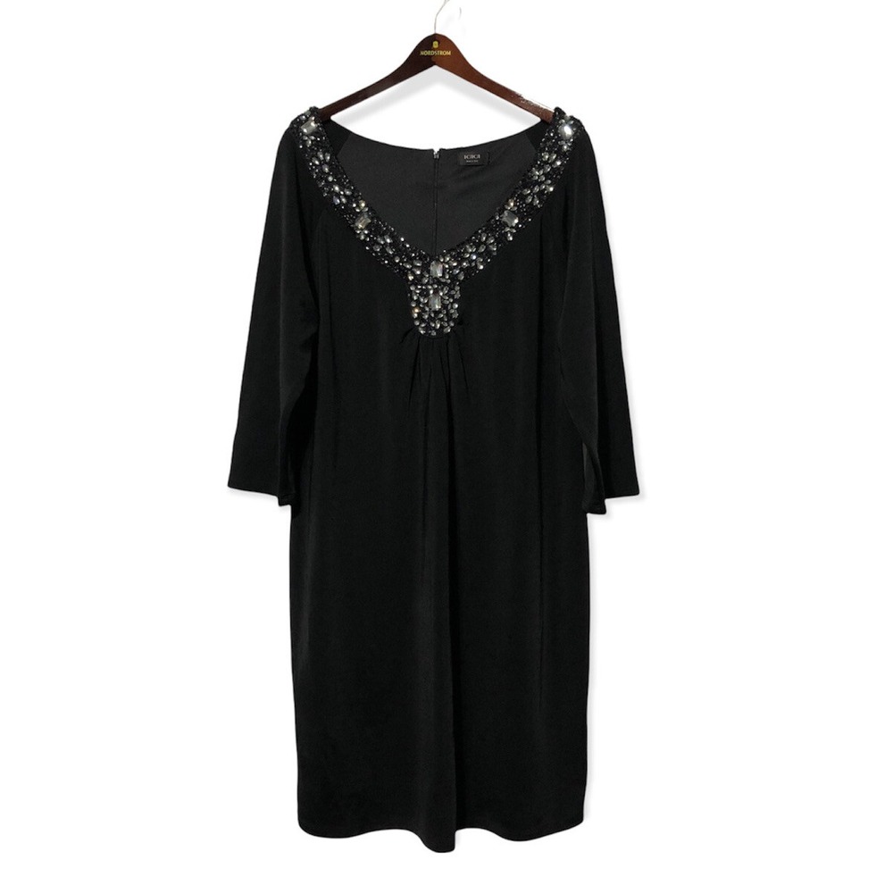 IGIGI Midi Shift Dress Womens Plus Size Black Jeweled Cocktail Wedding Sexy